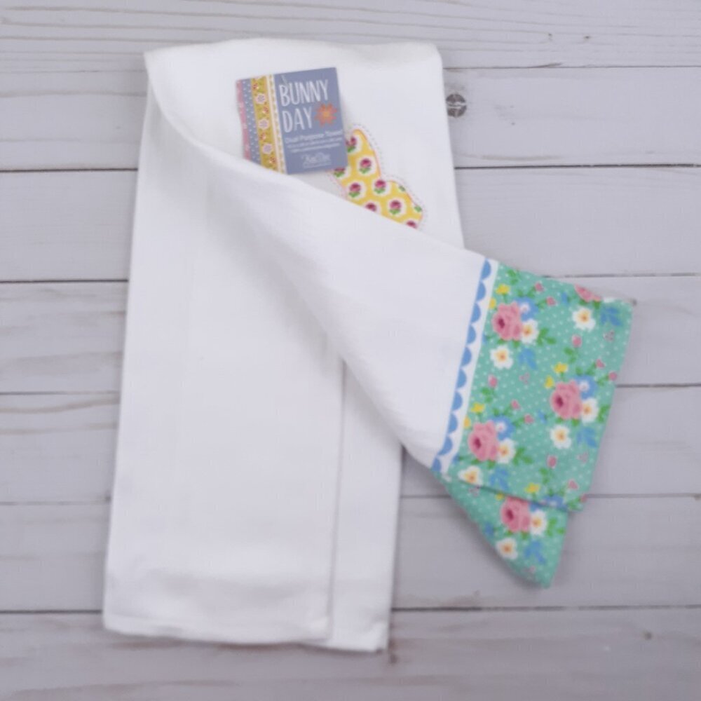 Kitchen Dish Towel Easter Bunny Cotton Tail Trail Dual Purpose - Picture 2 of 3